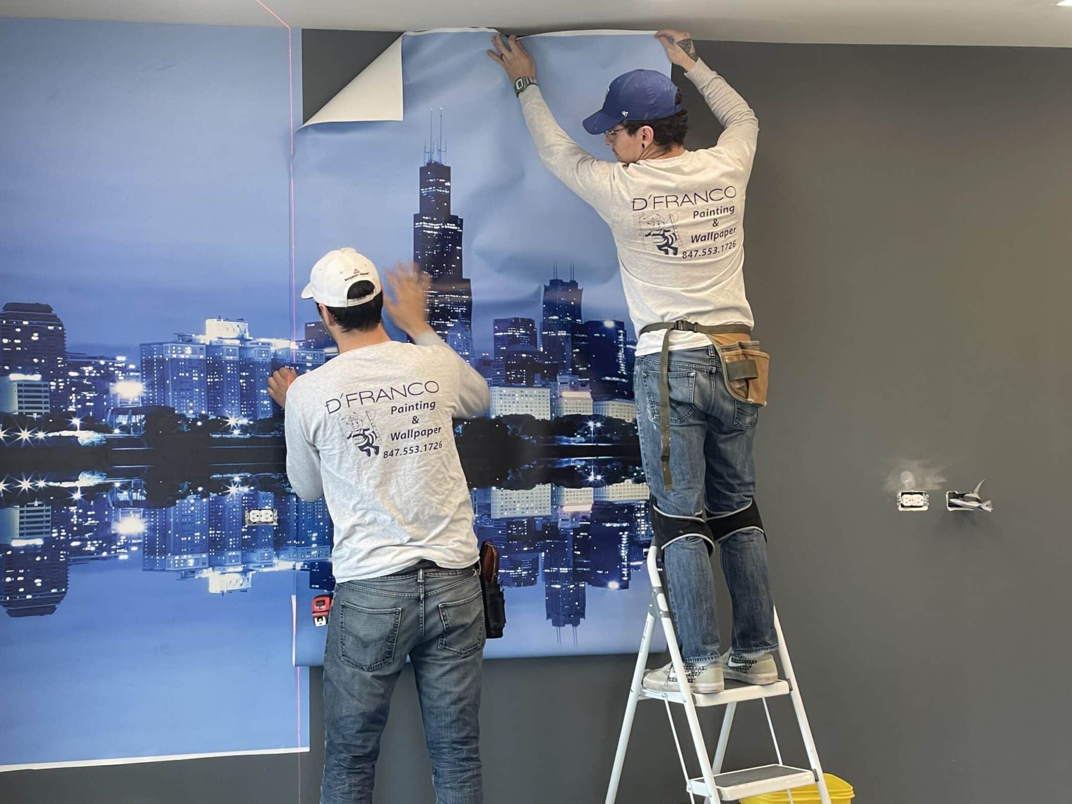 P.W.I. Inc commercial wallpaper installation in Jacksonville office space