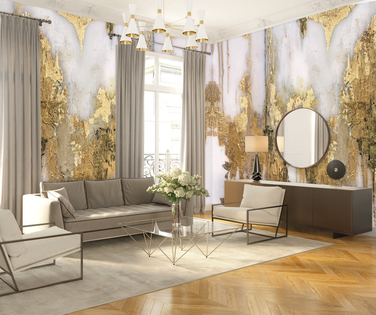 P.W.I. Inc designer wallpaper installation in Jacksonville foyer